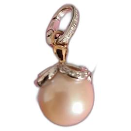 Autre Marque Pendente con Perla d'Acqua Dolce e Diamanti in Oro Bianco