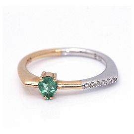 Autre Marque Anello PIATTO Bicolore in Oro e Smeraldo.