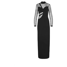 Anne Fontaine Vestido Folie longo preto com mangas em malha