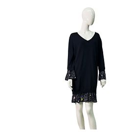 Abito mini Moschino Boutique in maglia di lana nera e seta con stelle