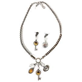 Rara parure vintage collana e orecchini DOLCE & GABBANA acciaio brunito con cammeo
