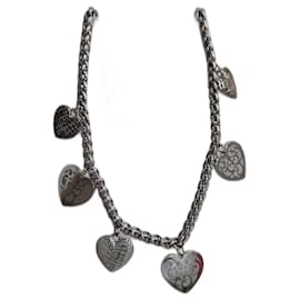 Collana Dior Argentata con 6 Pendenti a Cuore