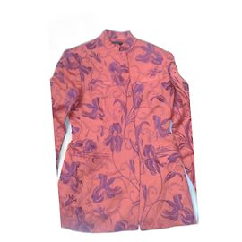 Autre Marque jaqueta de luxo Nicoletta Ruggiero 40 padrão de flor de cetim laranja