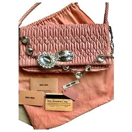 Borsa a mano Miu Miu Chrystal in pelle rosa