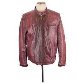 Philipp Plein burgundy exotic leather jacket L