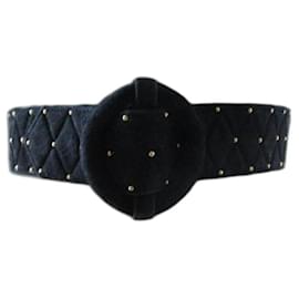 Burberry Gürtel aus schwarzem gestepptem Leder 75 cm