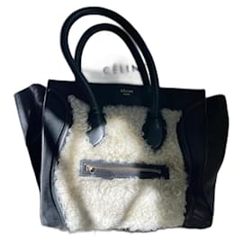 Celine-Gepäcktasche aus Leder und Lammfell - Céline