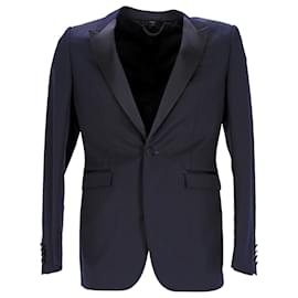 Burberry Smoking Jacket in Navy Blue Virgin Wool