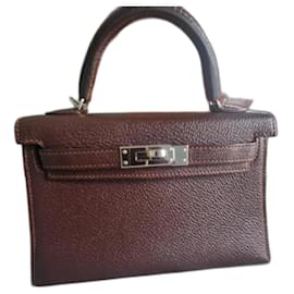 Borsa a mano Hermès Kelly Mini II in pelle marrone