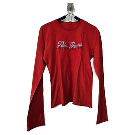 Maglietta a maniche lunghe in cotone rossa Polo Ralph Lauren