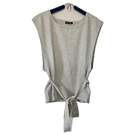 Top sin mangas gris de viscosa CAROLL