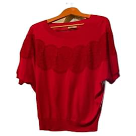Top Lanvin Rojo de Algodón con Manga Corta