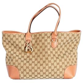 Gucci Heart Bit Einkaufstasche GG Monogramm Canvas Beige