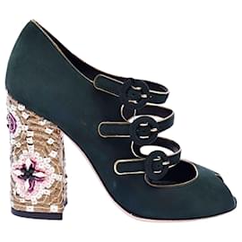 Sandali Dolce & Gabbana in pelle di cervo verde scuro