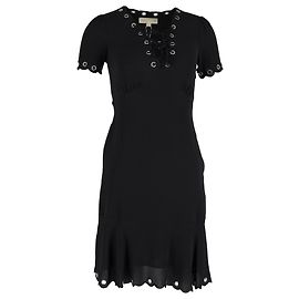 Vestido vieira com cadarço Michael Kors em poliéster preto