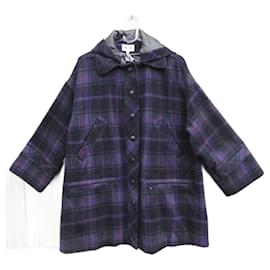 Abrigo Kenzo de lana con estampado de cuadros violeta