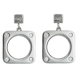 Orecchini DOLCE & GABBANA DJ0759 in acciaio quadrati con cristalli bianchi