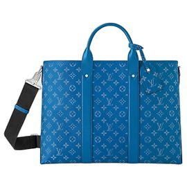 Borsa tote Louis Vuitton Taigarama in tela e pelle blu
