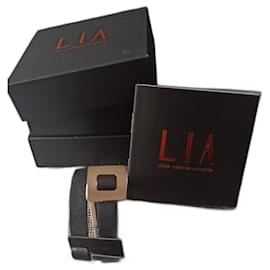 Bracciale Lia in Pelle e Metallo Argentato Nero - Autre Marque