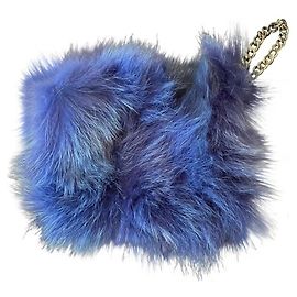 Autre Marque Pochette AnnaRita N. in pelliccia di volpe azzurro fiordaliso