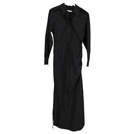 Autre Marque Christopher Esber Midi-Hemdkleid mit Spitzenbesatz aus schwarzer Baumwolle