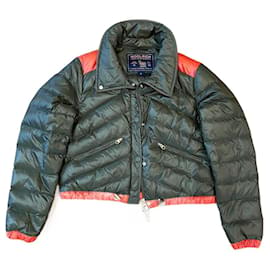 Woolrich Daunenjacke kurz Khakigrün und Orange Nylon