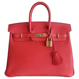 Bolso Hermès Birkin 25 de cuero Togo naranja