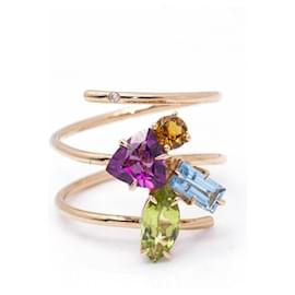 Autre Marque Tuttifrutti-Ring aus Roségold.