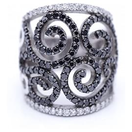 Autre Marque Anello d'oro, White/diamanti neri