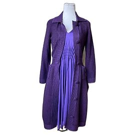 Dior Set Seiden Viscose Kleid und Wollmantel Violett