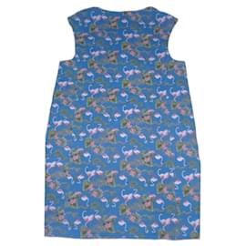 Paul & Joe Sister Kleid aus blauer Baumwolle mit Schwanenmuster