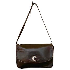 Carven Bolso baguette con correa para el hombro con forro desmontable 60/70s Cuero tallado color chocolate liso