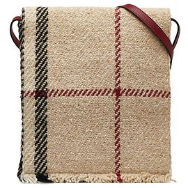 Borsa a tracolla Burberry in lana marrone con motivo House check