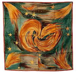 Hermes Grüner Feux Du Ciel Seidenschal - Hermès