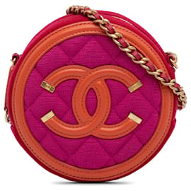 Borsa a tracolla in filigrana CC rosa Chanel