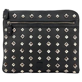 Borsa da lavoro in nylon MCM con stampa logo Borsa da lavoro con custodia metallica con borchie argento nero