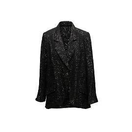 Schwarz-Silber-Chanel-Kreuzfahrt 2011 St. Tropez Tweed Blazer Größe FR 48