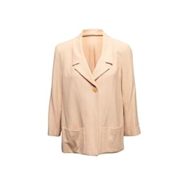 Chanel beige vintage primavera/verano 2001 Americana Lino Talla FR 34