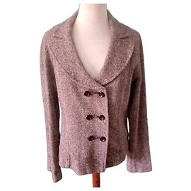 Chaqueta cruzada Marc Cain de lana y seda marrón