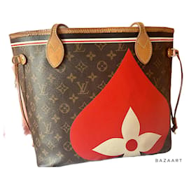 Borsa a mano Louis Vuitton Neverfull Game On in Pelle Marrone Scuro