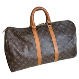 Louis Vuitton Keepall 45 Marrone Monogram Canvas Pelle