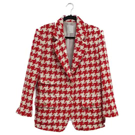 Blazer Sandro Pata de Gallo Rojo y Blanco
