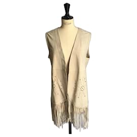 HOTEL PARTICULIER Gilet long daim couleur craie TBE TL - Hôtel Particulier
