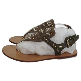 Valentino Garavani Teodora Zehenstegsandalen Wildleder Khaki