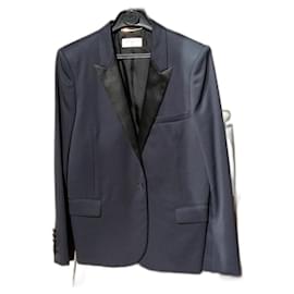 Veste Smoking Yves Saint Laurent en Laine Bleu Marine