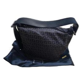 Bolsa de mão Fendi Zucchini em algodão marrom preto