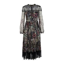 Vestido con estampado floral y ribetes de encaje de Red Valentino