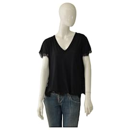 Helmut Lang Maglietta Nera con Pizzo Scollo a V M