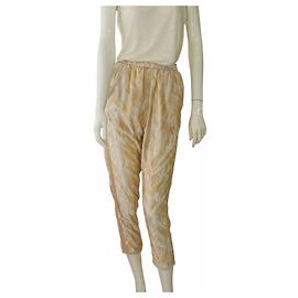 Pantalones cropped Forte Forte Le Stampe Blancos y Rosa Salmón