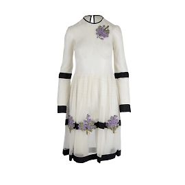 Rotes, transparentes, besticktes Midikleid von Valentino